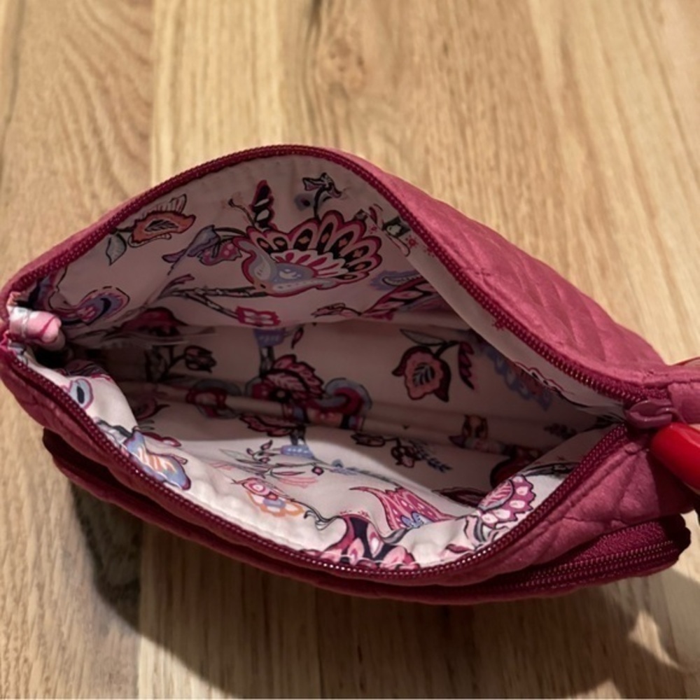 Vera‎ Bradley Velvet Velour Burgundy Wine Quilted Makeup Bag Organizer - Picture 5 of 6